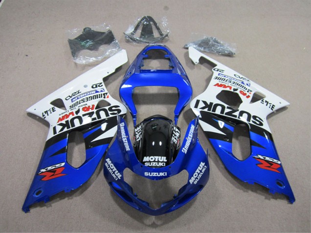 ABS Carenado Motocicleta Suzuki GSXR 600 K1 K2 K3 2001-2003 - Azul Blanco Motul