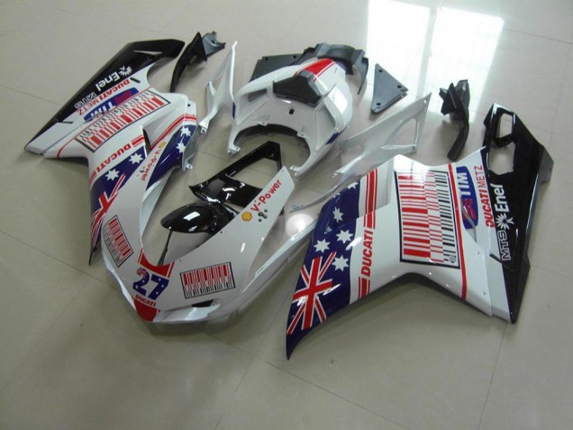 Carenado Moto Ducati 848 1098 1198 2007-2014 - Blanco Azul Rojo