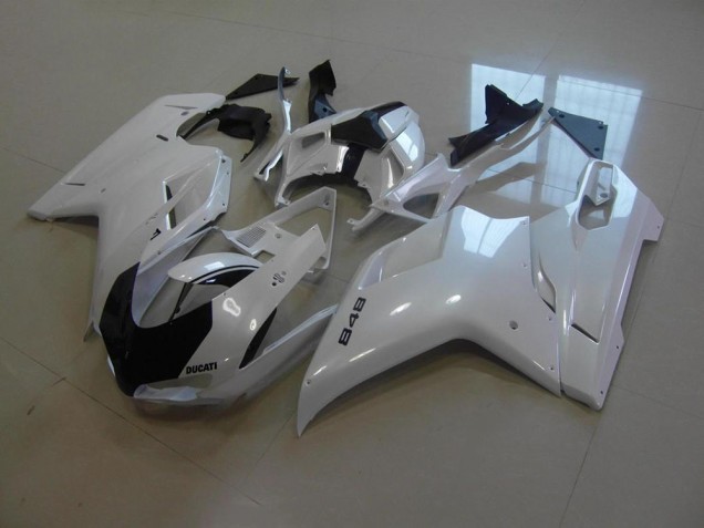 Carenado Moto Ducati 848 1098 1198 2007-2014 - Blanco Perla Negro Raya