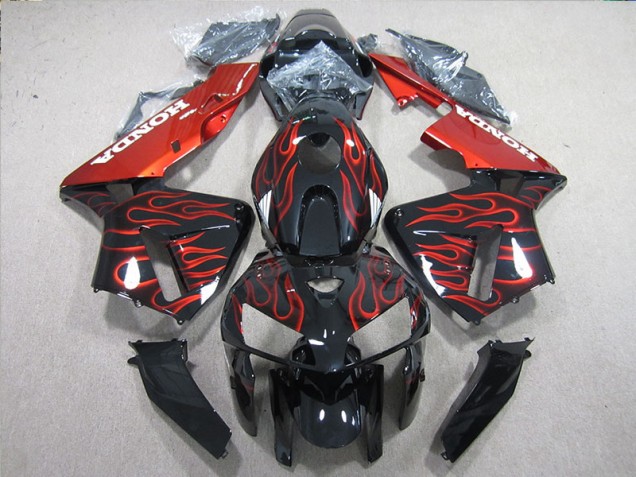 Carenado Moto Honda CBR 600 RR 2005-2006 - Negro Rojo Llama