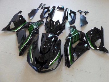 Carenado Moto Kawasaki ZX14R ZZR 1400 2006-2011 - Brillante Negro con Verde Line